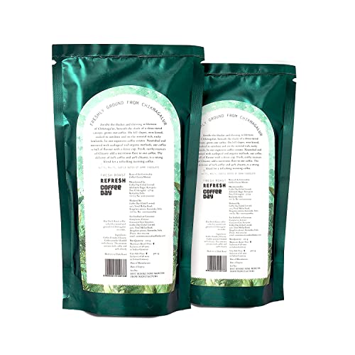 Image of Cafe Coffee Day REFRESH Filter Coffee Powder with Stovetop Filter Coffee Maker (6 cups) | 60% Coffee, 40% Chicory | Freshly Roasted Ground Coffee Powder, Medium to Dark Roast | Pack of 2 (200gm each)