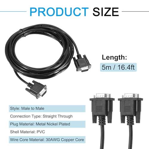 Câble série DB9 RS232 de communication mâle vers mâle pour connecter les serveurs 5m - 2