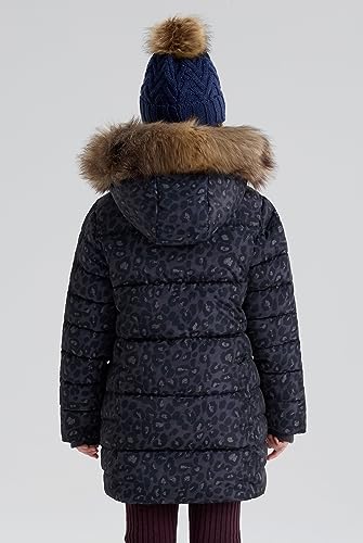 Image of SOLOCOTE Girls Puffer Winter Coat Fake-Down Fur Hood Fleece Lined Heavyweight Water-Resistant Jacket