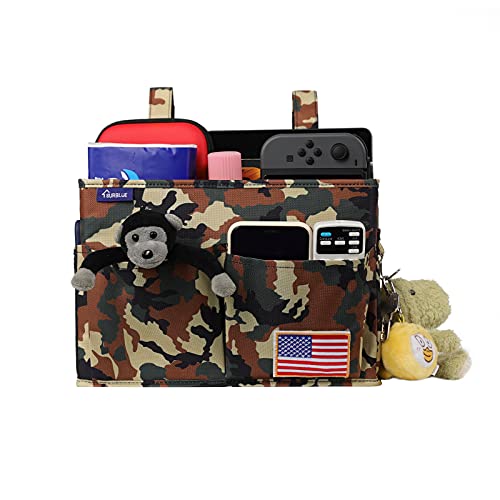 Image of Surblue Bedside Caddy Hanging Organizer Storage Bag Pocket for Bunk, Hospital Beds, College Dorm Rooms, Baby Bed Rails, Wheelchair Side Bag, Camp Chairs, 4 Pockets and 2 Hooks (Small Jungle)