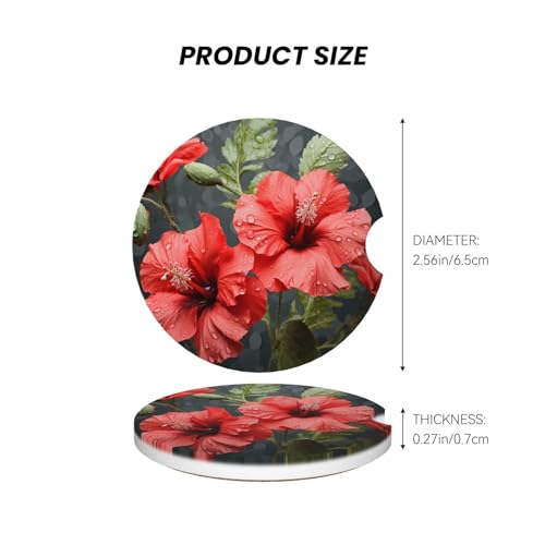 2 Posavasos de Cerámica para Auto 2.56 pulg Diseño Rojo Verde miniatura 2