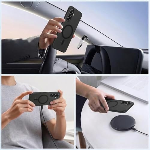Image of DIZORO Matte Case for Samsung Galaxy A36 Compatible with MagSafe, Camera Lens Full Protection, Shockproof Translucent Frosted TPU Soft Phone Cover, Anti-Fingerprint (Black)