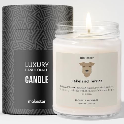 Vela Lakeland Terrier, más de 100 razas, 220 g, cera de soja, vainilla y jazmín de Madagascar, regalo de Lakeland Terrier, velas para perros Makester