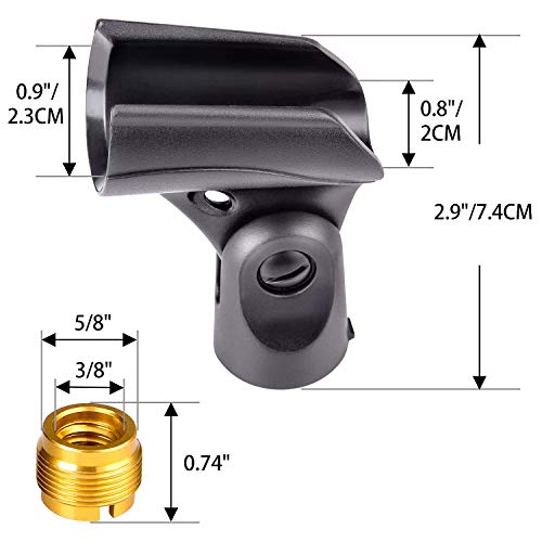 Universal Microphone Clip Holder with Nut Adapters 5/8\" to 3/8\",Black,5 Pack - Thumbnail 2