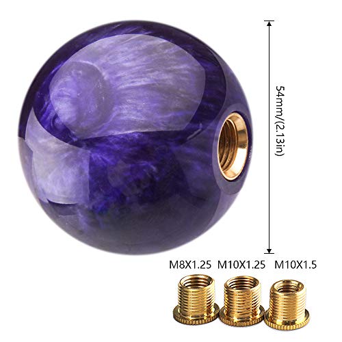 Marble Style Round Ball Gear Shift Knob With Adapters Universal Car Shift Knob Adapter Acrylic Stick Shift Knob Fit For Most Transmission Vehicles (Purple) #TOP3