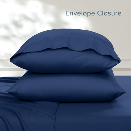 Image of Bare Home Microfiber Pillow Cases - King 20x36 - Cooling Pillowcases - Double Brushed - Easy Care - Envelope Closure (King Pillowcase Set of 2, Dark Blue)