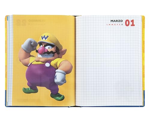 Franco Cosimo Panini Super Mario - Agenda scolaire officiel Super Mario, 12 mois, idéal pour l'école primaire, avec couverture rembourrée et 320 pages intérieures imprimées en couleur, 13 x 17,8 H – vue 5