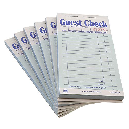 Amercare Royal Green Guest Check Paper Receipt Book, Carbonless Order Book With 17 Lines, 2 Part Booked, Pack Of 10 Server Notepad Books #TOP3