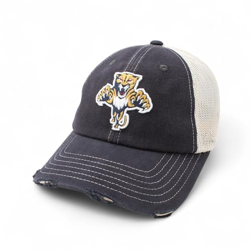 AMERICAN NEEDLE Officially Licensed NHL Hockey Orville Team Hat Distressed Dad Cap Adjustable Authentic New (Florida Panthers (Navy/Stone))