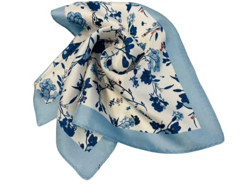 Men's Silk Pocket Handkerchief with Blue Floral Design