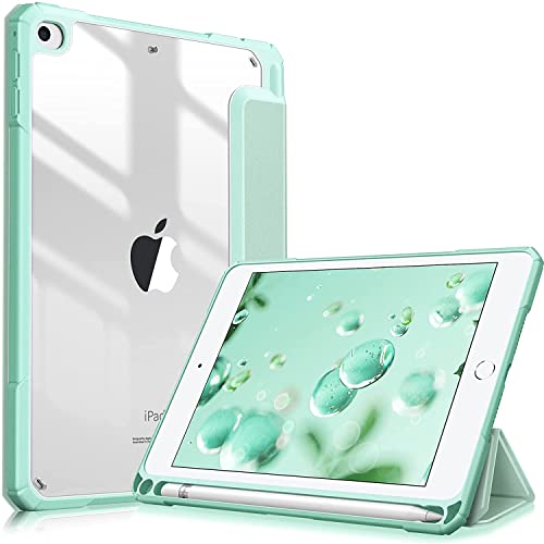 Image of SwooK Hybrid Case for 7.9 inch inch iPad mini 5 / Mini 4 iPad mini A2133 A2124 A2126 A2125 A1538 A1550 iPad mini Case with Shockproof Clear Back Shell Flip Cover Case (Light Green)