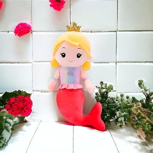 Image of Liquortees Cute Mermaid Plush Toy for Baby Girl - Teddy Bear Doll Gift for Girls Age 5 to 10 Years, Soft Plushies Toys (32 cm Combo Red & Pink)