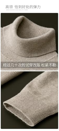 Men High Collar Sweater Cotton Blend Warm High Collar Knit Pullover Jumper Solid Color Sweater2