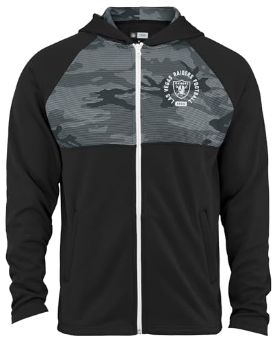 Zubaz LAS VEGAS RAIDERS TEAM COLOR FULL ZIP HOOD W/CAMO LINES YOKE & HOOD LINER