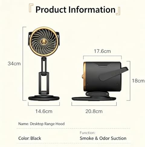 Portable Range Hood,Rechargeable Adjustable Angle Desktop Exhaust Fan — view 6