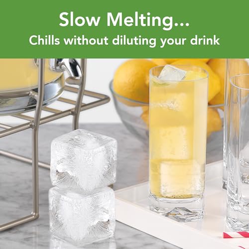 Image of Tovolo Large Square Ice Cube Mold Colossal 2 Inch Cubes Pack of 2, Huge Ice Cube Mold Block for Whiskey Cocktails Bourbon, Silicone BPA Free Dishwasher Safe Giant XL Ice Cube Molds