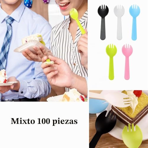 Miniatura 4 de 100 Cucharas De Postre Reutilizables,Mini Cucharas De Helado Colorido,Cuchara De Frutas,Para Helados, Gelatina, Pasteles, Yogur, Mousse Para Fiestas 10,5 Cm
