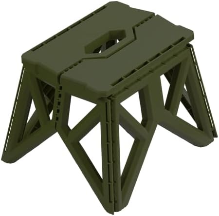 Tactical Folding Step Stool Portable Small Chair Collapsible for Kitchen,Hiking Stool Backpacking, Camping, Fishing and Hunting (Green)