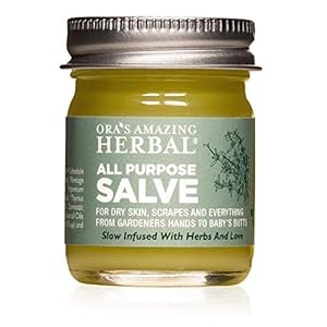 Ora’s Amazing Herbal All Purpose Salve, Natural Healing Ointment, Tea Tree Balm, Comfrey Calendula Thyme Plantain, Hand Salve, Rash Cream, Dry Skin Repair, Itch Relief, 1 oz Glass Jar