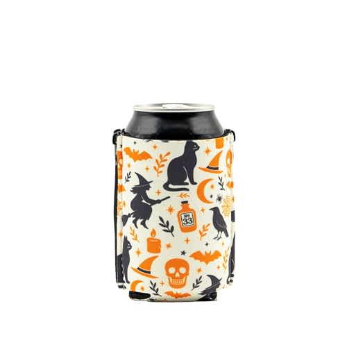 ZipSip Medium NonMagnet Adjustable Neoprene Drink Sleeve with Zippers – Fits Cans, Slim Cans, Bottles, Cups & Glasses – Insulated All-in-One Beverage Holder - Witchy
