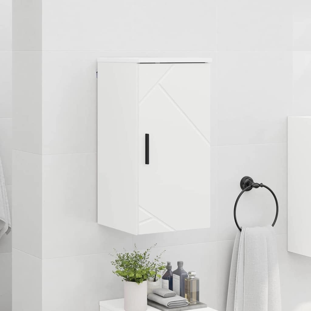 Mobile da bagno bianco moderno mobile mobile 30 x 31,5 x 61 cm, in legno e metallo, piccolo mobile da bagno con 2 ante e aste per piccoli bagni