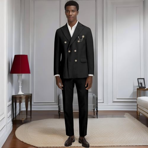 Dashiki Men Business Suits Double Beasted Brooch Blazer and Pants Set Formal Outfits African Clothes2