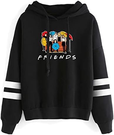 Aganmi Fashion Friend Sweatshirt Hoodie Women Graphic Hoodies Pullover Funny Hooded Sweater Tops Clothes (Black, L)
