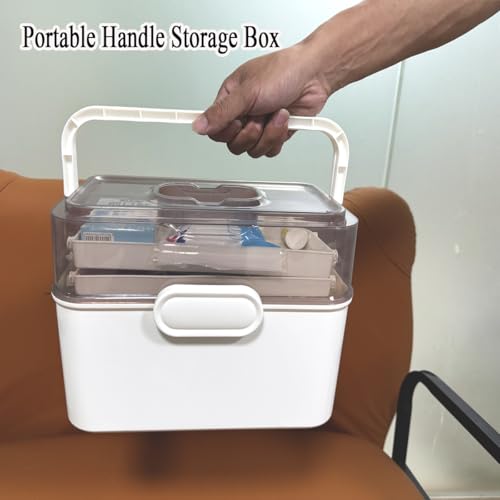 Image of ZLY First Aid Box, 3-Tier First Aid Container Empty with Mini Box,11.2in Accessory Storage Organizer, Craft Boxes for Storing Accessory First Aid Supplies, Crafts, Sewing Tools, Art Supplies