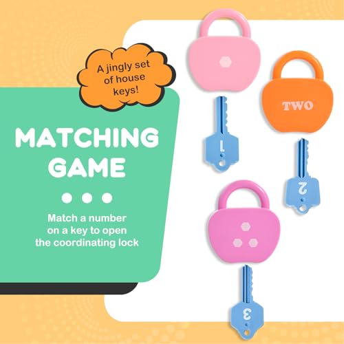 Image of GEERAY Montessori Lock and Key Toys, 10 Apple Locks with Keys & 20 Cards, Numbers Matching & Counting Cause and Effect Toy, Fine Motor Skills Educational Preschool Gifts for Toddlers 3-5 Boys Girls
