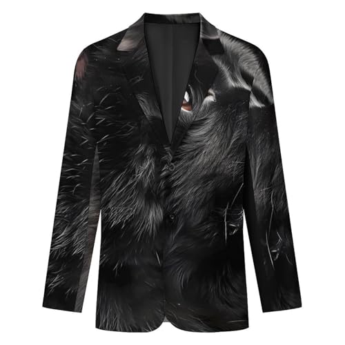 Black Chow Chow Men's Suits Dress Business Formal Suit Print Jackets Coat For Wedding Party4