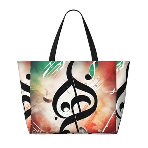 Music Notes Print Large Gym Tote Carry On Bag With Wet Compartment For Travel2