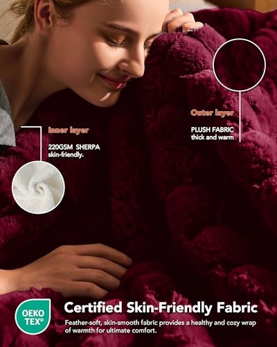 Image of Homemate Electric Heated Throw Blanket - 50 inchx60 inch Luxury Faux Fur Heating Bed Blankets with 10 Heating Levels 8 Hours Auto Off Fast Heating Over-Heated Protection Ultra Soft Warm Flannel ETL Certified