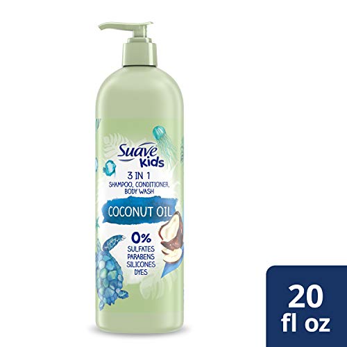 Suave Kids 3 in 1 Shampoo, Conditioner, Body Wash With Coconut Oil for Moisture Soap That\'s Tear-Free 20 oz