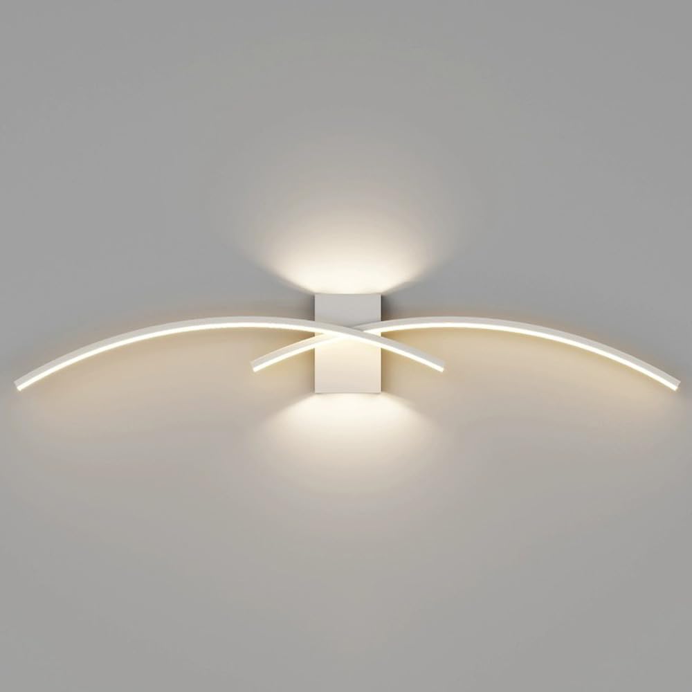 Aioneer Indoor Modern Wall Sconce With Spotlights,Led Wall Light Fixtures For Bedroom Living Room Hotel Hallway Aisle Corridor, Arc-Shaped Linear Wall Mounted Light FixturesB-80 * 15cm