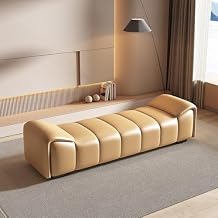 End Stool Leather Bed End Stool Simple Modern Bedroom Bedside Stool Light Luxury Cloakroom Long Bench Shoe Bench Long BenchOrange,Medium