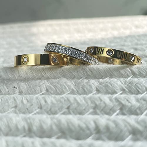3pcs Love Friendship Lucky Ring Cubic Zirconia Gold Ring Sets for Women Stainless Steel Wedding Statement Thumb Ring Bands4