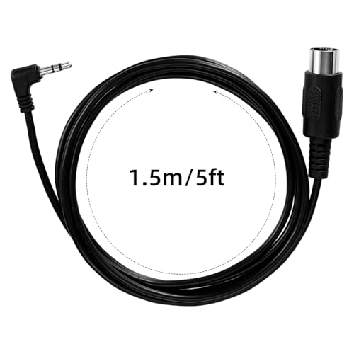 2pcs Type A 3,5 mm/0,14 po TRS pour les hommes 5-Pin DIN MIDI Adaptateur de câble, 1,5m/59po TRS à plusieurs directions 5 Épingle MIDI Câble Jack pour les synthés de clavier & DAW (Noir)