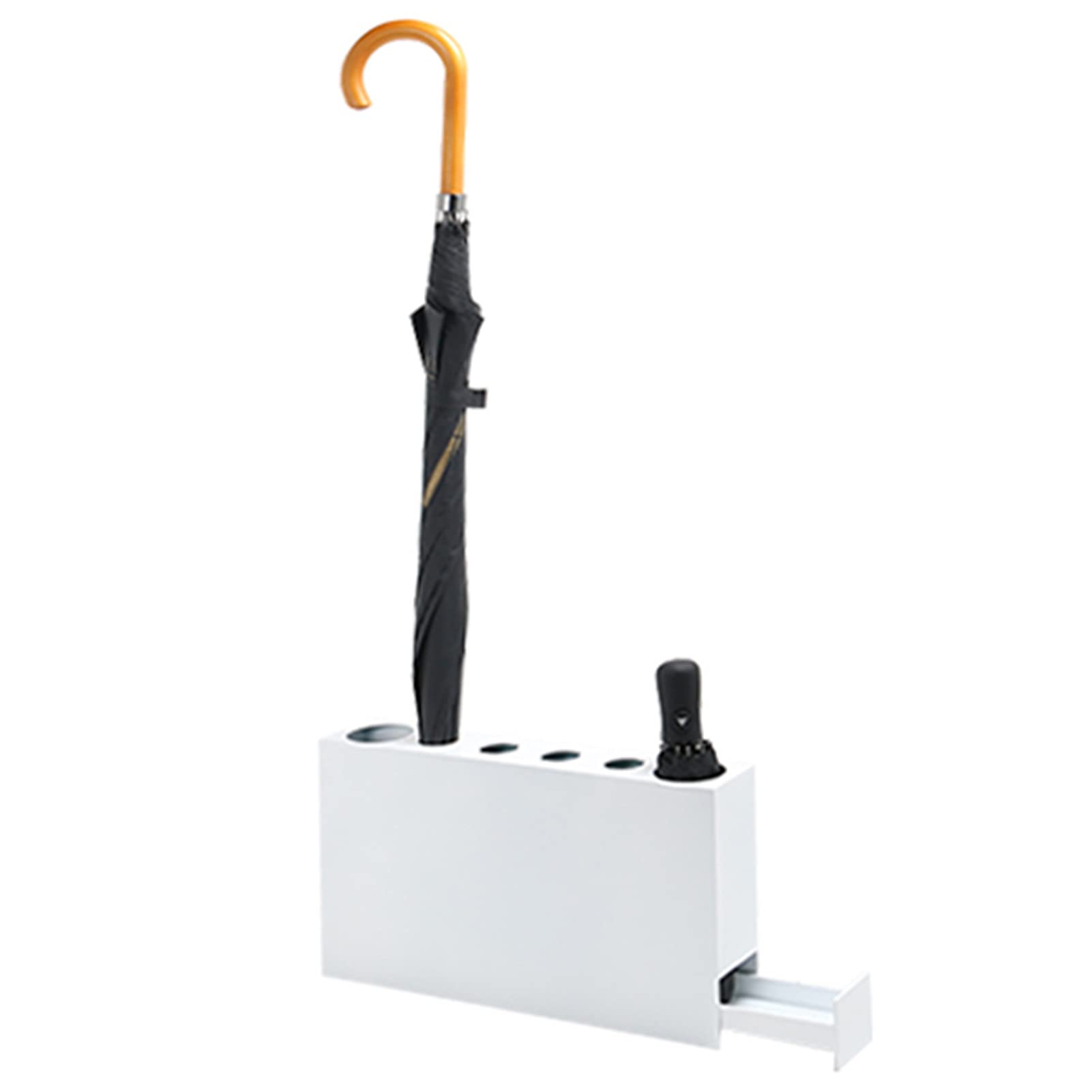Seau à parapluie rectangulaire en métal avec bac d'égouttage