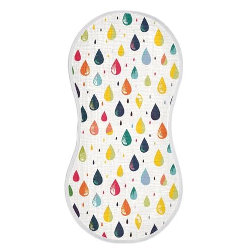 Colorful Flat Raindrops Cotton Large Burp Cloths for Baby Soft Touch Burp rag for Unisex boy and Girl Set of 2, 22x11in2