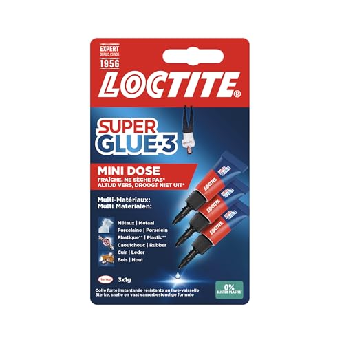 Loctite Super Glue - Pack 2 x 3 Mini Trio, pegamento universal con triple resistencia, adhesivo transparente, pegamento instantáneo y fuerza instantánea, 2 x 3 x 1 g