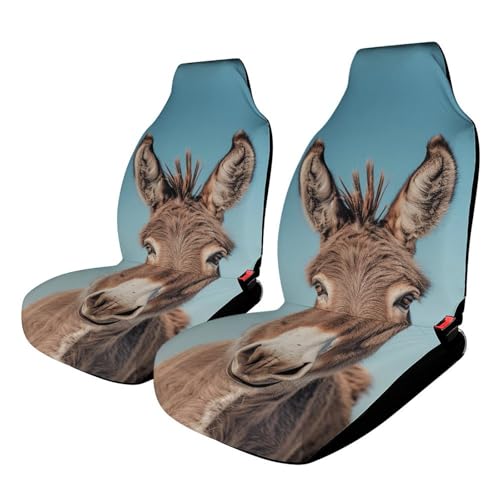 Protection de siège de voiture universelle motif âne en lot de 2 avec bande élastique