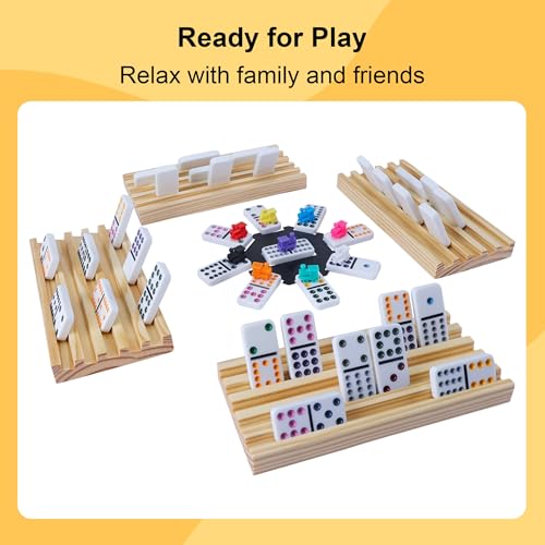 Gonoelec Double 12 Mexican Train Dominoes Set For Adults With 8Pcs Wooden Trays thumb #3