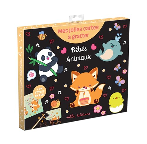 Bébés animaux - Mes jolies cartes à gratter: Pochette avec 8 cartes à gratter et un stylet en bois