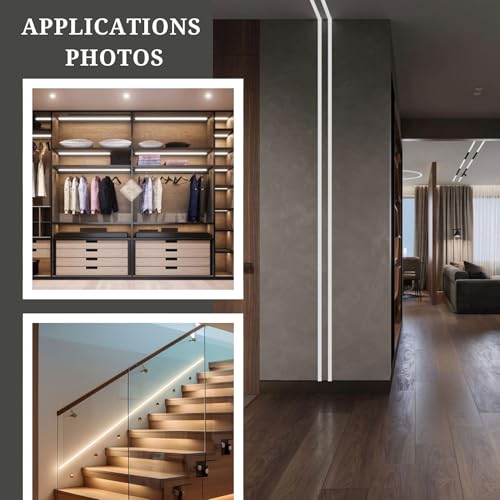 Image of (25x25mm) LED Strip Light 1Meter Aluminium Rectangular Surface Profile Light Channels with Diffused Cover, End Caps and Mounting Clips Without LED Straight Linear - Pack of 2