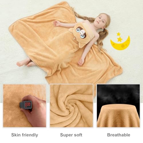 Image of MICHLEY Cartoon Hooded Baby Towel Unisex, Premium Soft Swimming Bathrobe Large Washcloths 31.5 inch x 53 inch for 0-9T (Raccoon)
