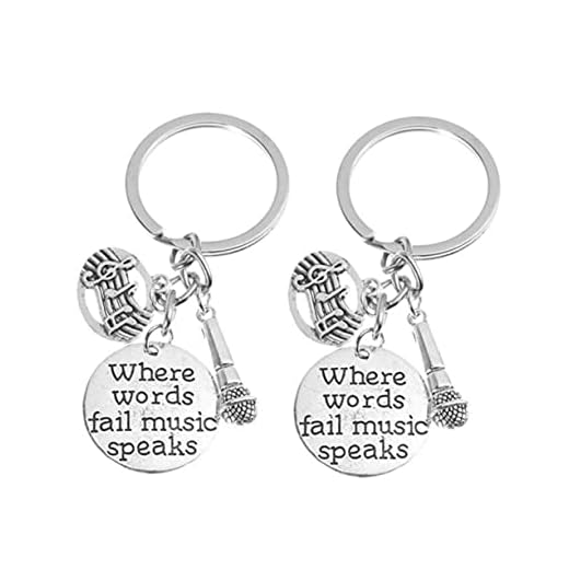 USHOBE 2 Peças Pingente De Música Chaveiro Professor De Piano Chaveiros Infantis Para Mochilas Música Fala Chaveiro Gravado Microfone Profissional Chaveiros Liga De Zinco Estudante Chave