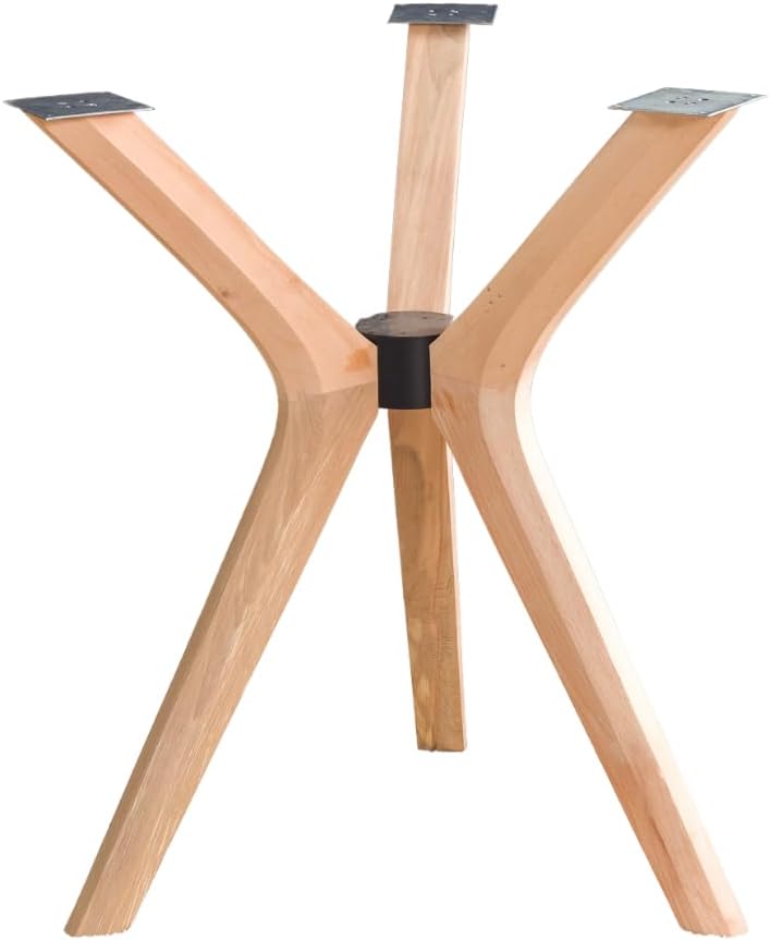 Mid Century Modern Dining Table Base Only, Pedestal Table Bases, Wooden Legs for Kitchen Tables, Glass Top Wood Top Assembly Tools Available (Glass Tabletop Anti-Slip Pads, Unfinished)