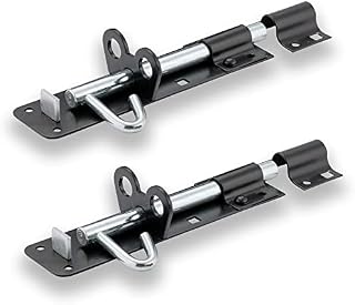 XFORT® 2 Pack Brenton Strong Sliding Lockable Padbolt 200mm (8") Ideal for use with Shed Doors, Gates and Outhouse Doors (200mm, Black)