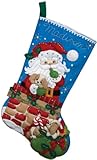 Bucilla 18-Inch Christmas Stocking Felt Applique Kit, 86280 Santa's Secret