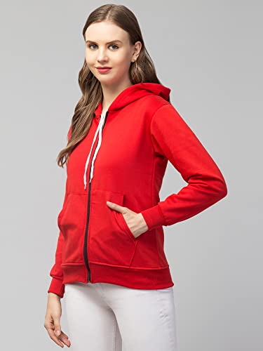 Image of Women's Solid Casual Zipper Cotton Relaxed Fit Sweatshirt for Winter